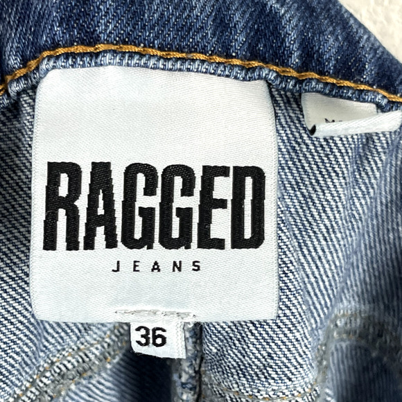 Ragged Priest Mom Jeans Womens 36 Blue Patchwork Frayed Boho Urban Streetwear - Picture 11 of 14